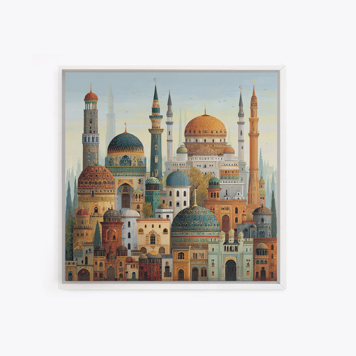 Ornate Islamic Mosque Domes Wall Art, Arabic Architecture Canvas Print, Middle Eastern Decor, Ramadan Gift, Gallery Print