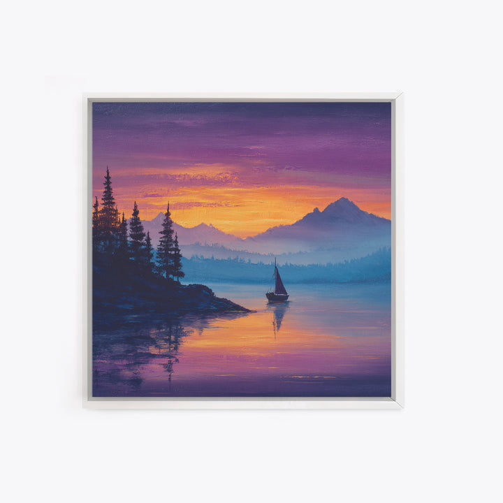 Cosmic Blue Night Mountain Landscape Wall Art Framed Canvas Print Spiritual Home Decor For Living Room And Meditation Space