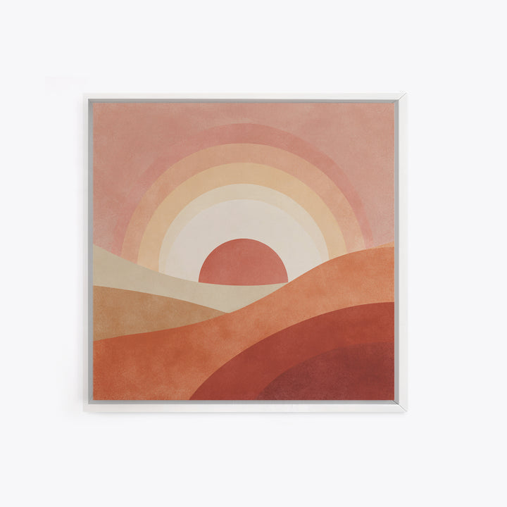 Terracotta Desert Sunset Rainbow Hills Wall Art, Boho Abstract Landscape Print, Warm Earth Tone Living Room Decor, Housewarming Gift