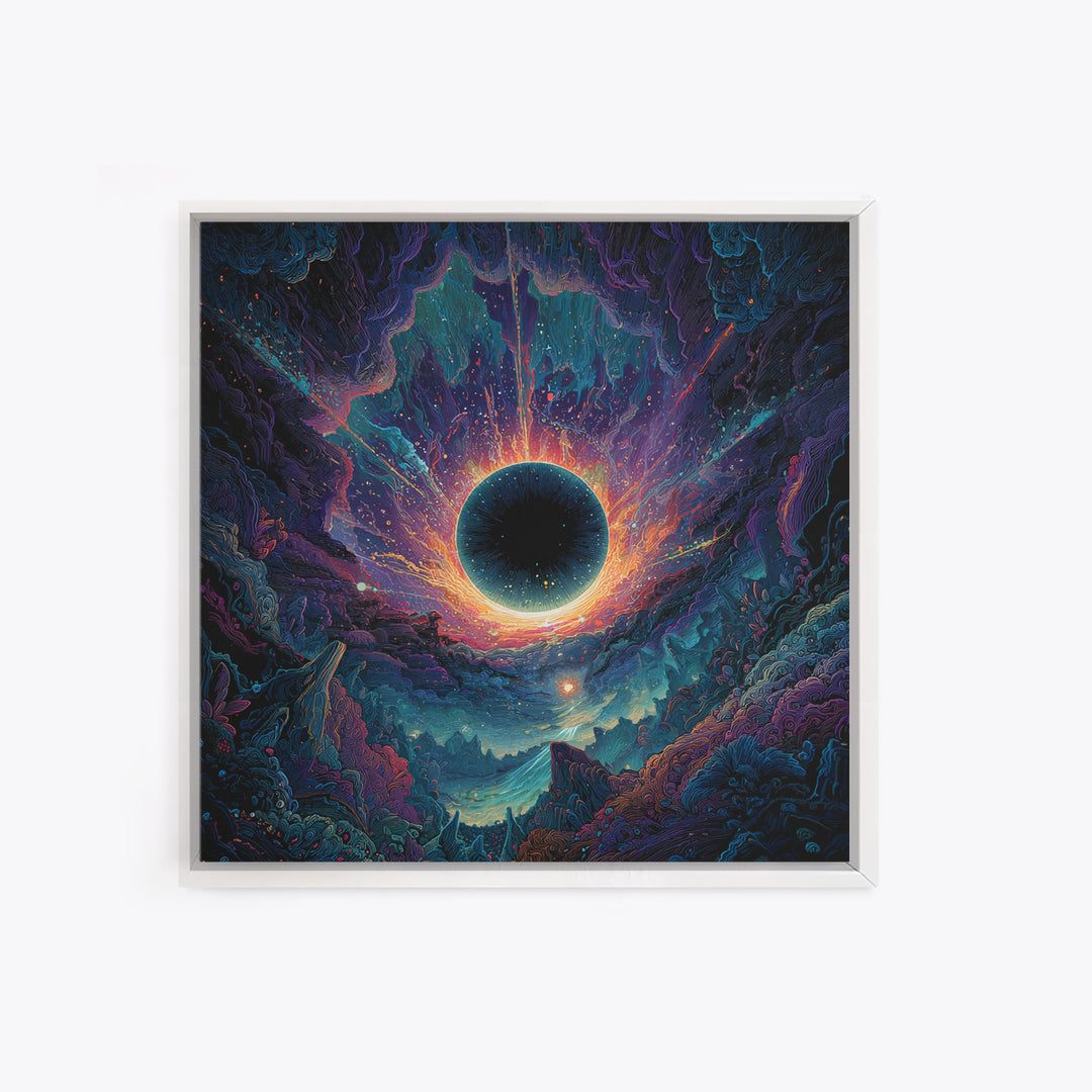 Cosmic Black Hole Abstract Space Landscape Wall Art Surreal Galaxy Painting Trippy Psychedelic Decor Modern Canvas Print