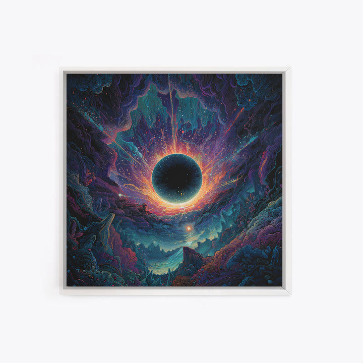 Cosmic Black Hole Abstract Space Landscape Wall Art Surreal Galaxy Painting Trippy Psychedelic Decor Modern Canvas Print