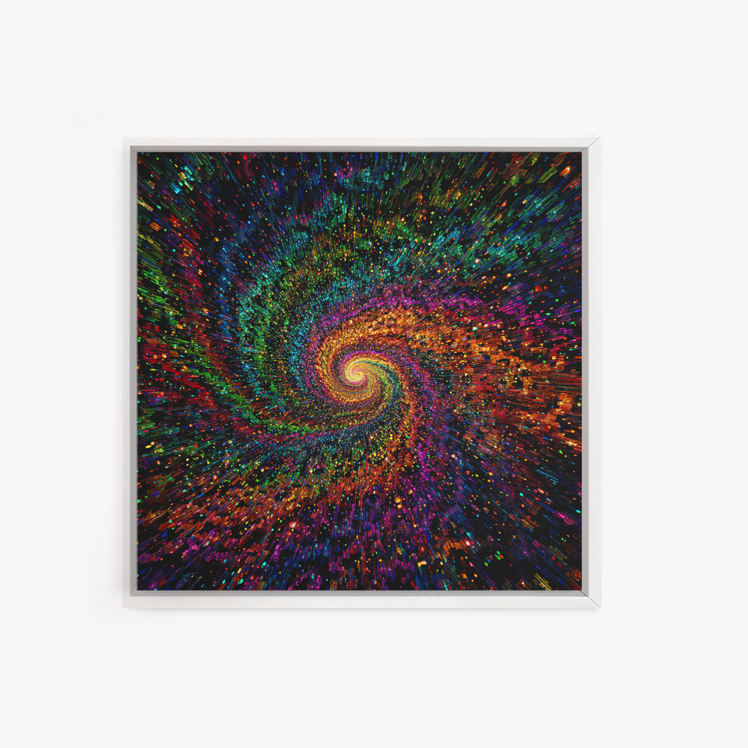 Rainbow Galaxy Spiral Wall Art, Colorful Cosmic Abstract Painting, Psychedelic Universe Decor, Modern Statement Canvas Print