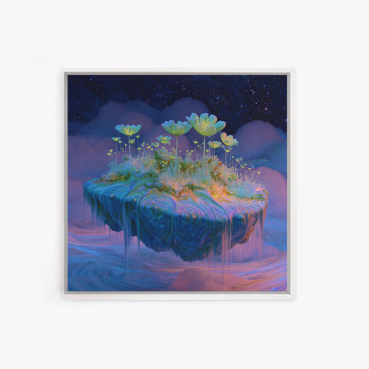 Floating Fantasy Island Wall Art, Surreal Dreamy Landscape Canvas Print, Whimsical Celestial Decor, Colorful Fantasy Art