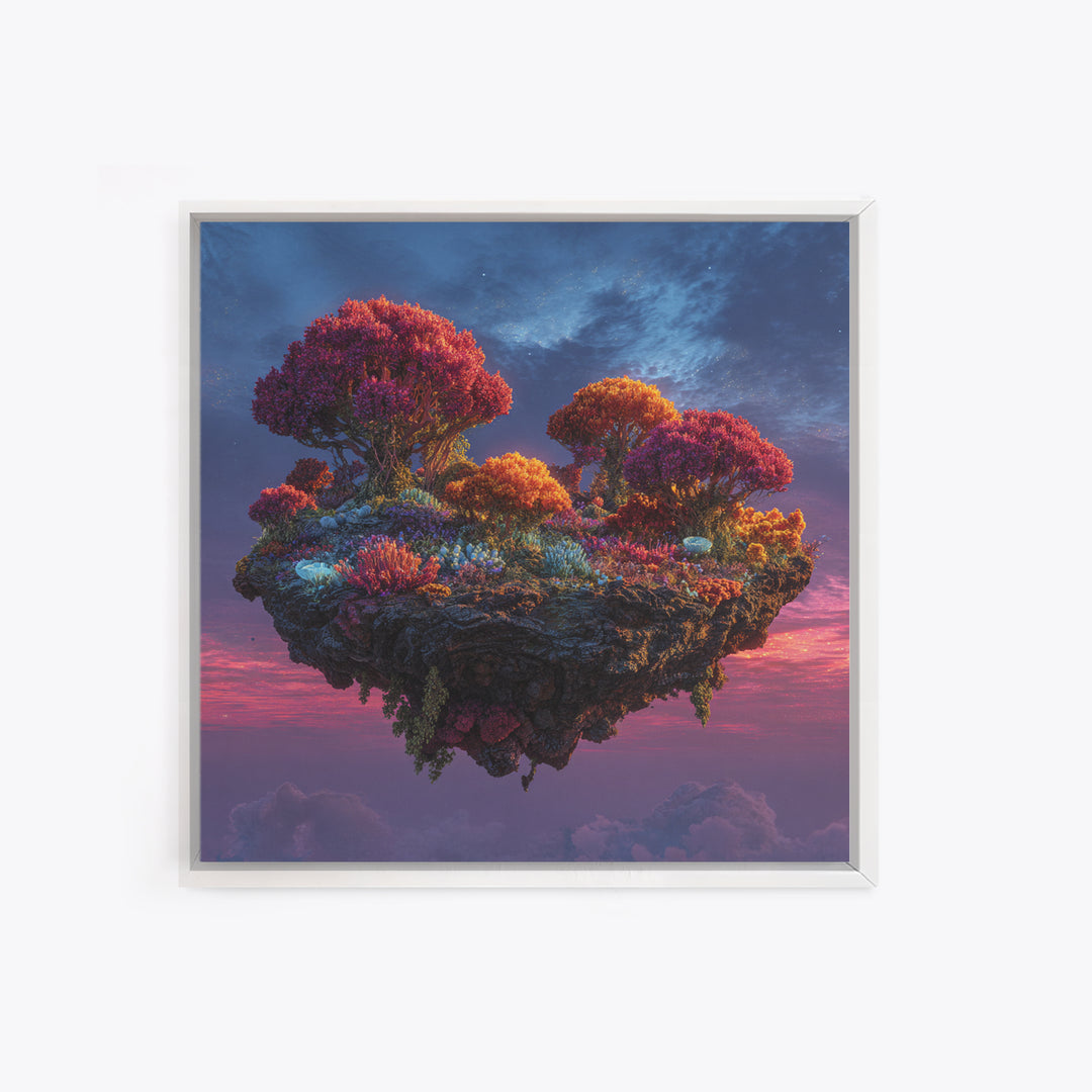 Floating Island Fantasy Landscape Canvas Print, Colorful Surreal Art, Dreamy Sky Wall Art, Fantasy Home Decor Living Room