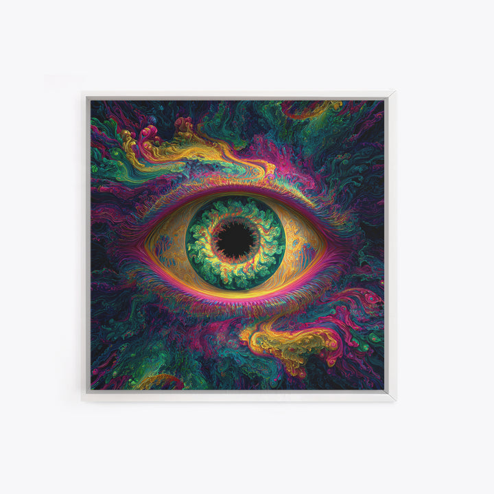Psychedelic Cosmic Eye Abstract Wall Art, Trippy Colorful Visionary Canvas Print, Mystical Boho Room Decor