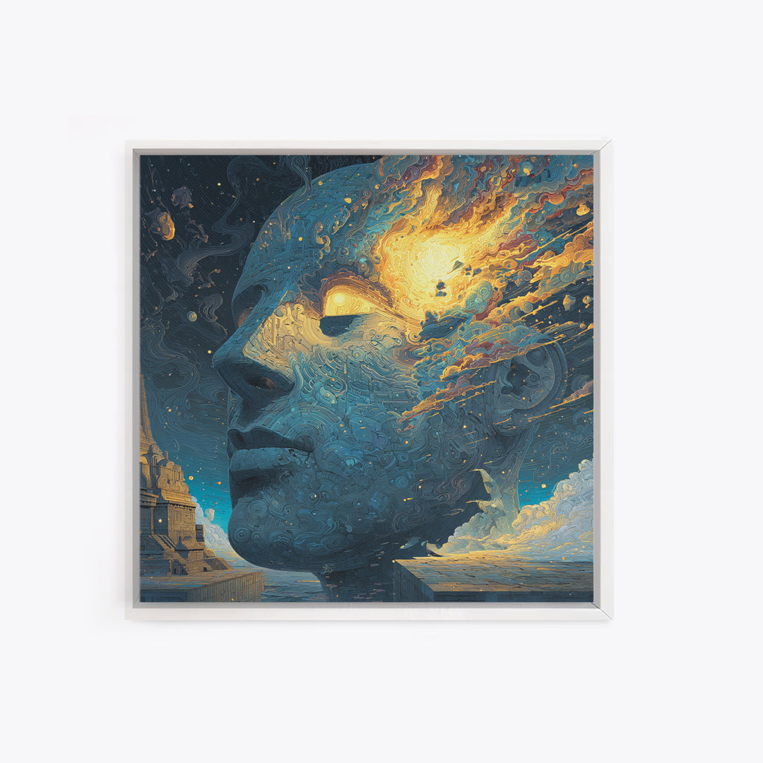 Surreal Cosmic Face Wall Art, Abstract Galaxy Portrait Canvas Print, Psychedelic Sci Fi Fantasy Art For Modern Home Decor