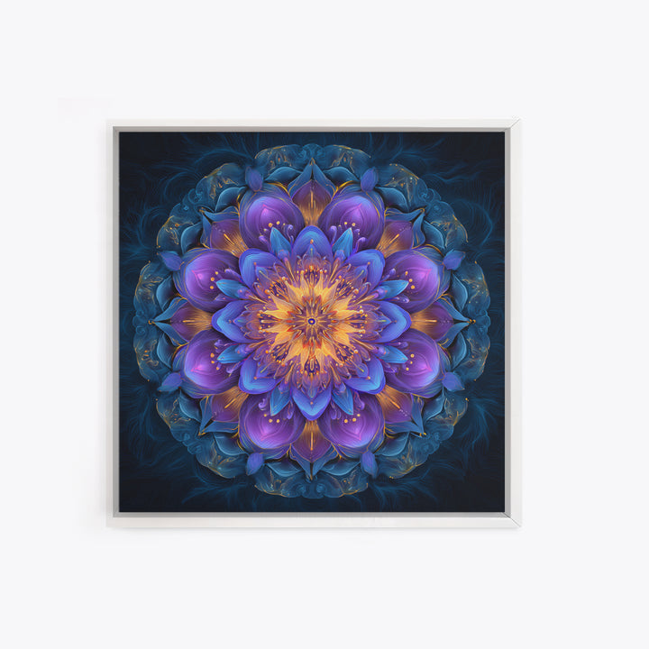 Vibrant Mandala Flower Wall Art, Colorful Boho Sacred Geometry Canvas Print, Meditation Room Decor And Modern Spiritual Art