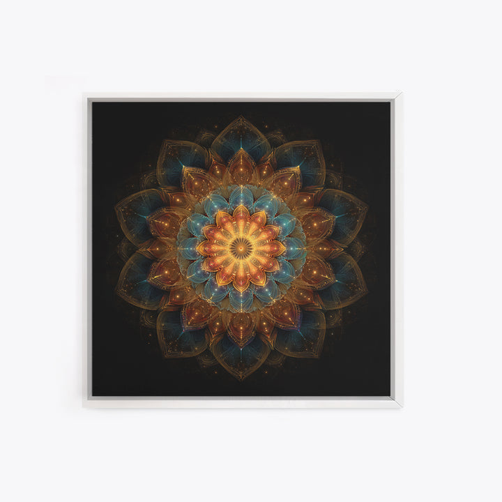 Intricate Golden Mandala On Black Celestial Sacred Geometry Wall Art Canvas Print Boho Spiritual Home Decor