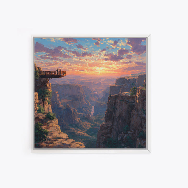 Grand Canyon Sunset Overlook Landscape Wall Art, Dramatic Sky Panoramic Canvas Print, Large Southwest Home Decor