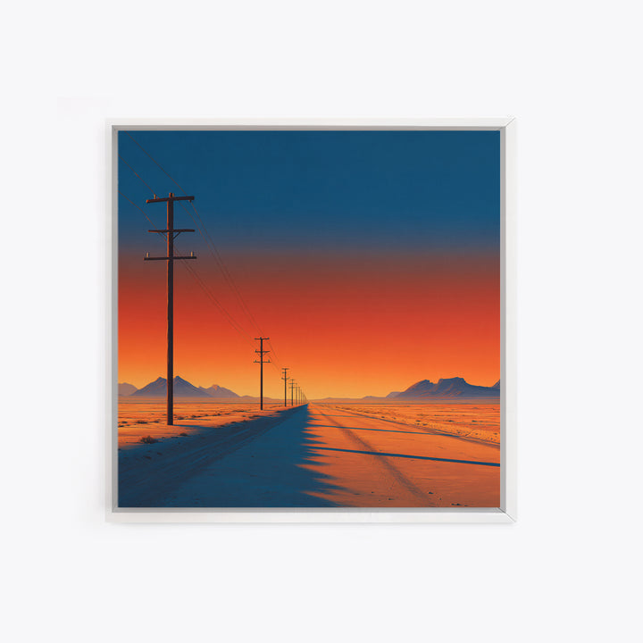 Minimal Desert Highway At Sunrise Wall Art, Colorful Modern Landscape Canvas Print, Southwestern Home Decor Office Art