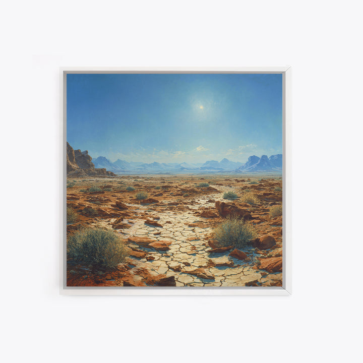 Sunlit Desert Plain Landscape Wall Art Print Southwestern Painting Rustic Nature Artwork For Living Room Decor Office Wall Art