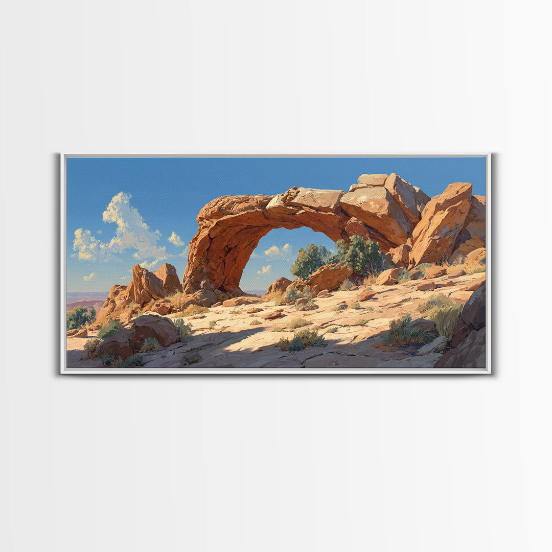Majestic Natural Rock Arch Landscape Wall Art Print Stunning Canyon View Large Framed Canvas Print For Rustic Home Decor