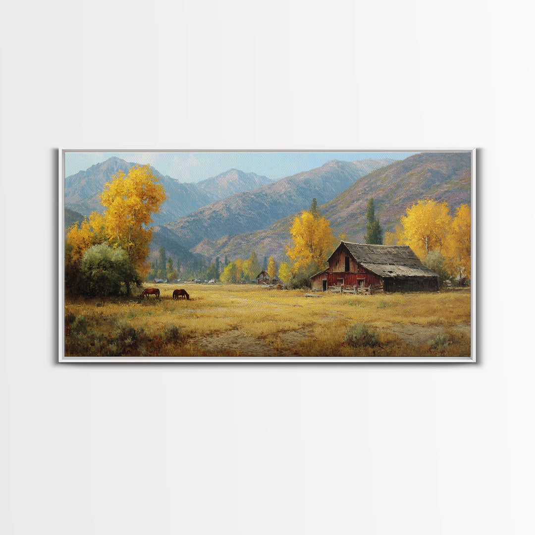 Stunning Autumn Mountain Landscape With Rich Foliage Wall Art Print For Rustic Living Room Decor Canvas Print