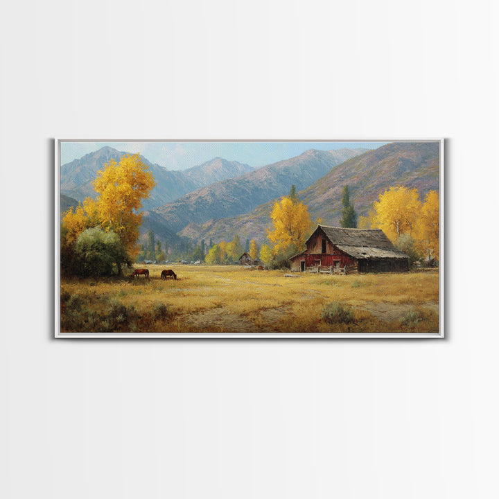 Stunning Autumn Mountain Landscape With Rich Foliage Wall Art Print For Rustic Living Room Decor Canvas Print