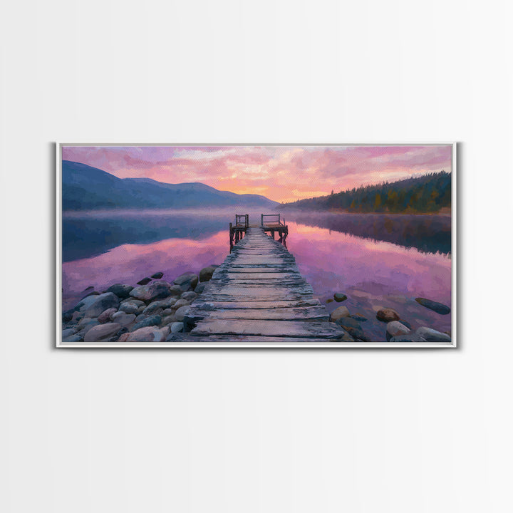 Serene Traditional Asian Temple Lit At Night With Misty Mountains Landscape Wall Art Canvas Print For Zen Decor