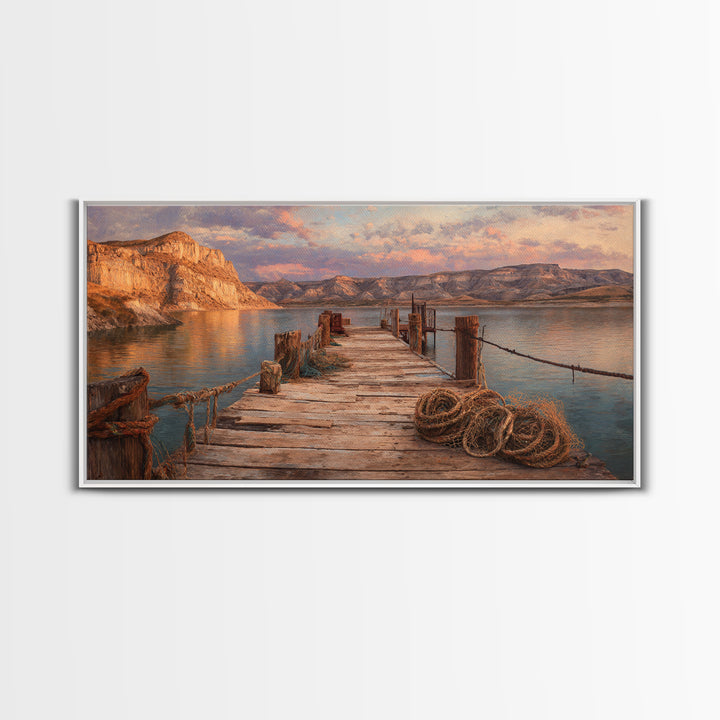 Scenic Tropical Beach Sunset Digital Art Canvas Print Bright Vibrant Colorful Wall Art Coastal Home Decor