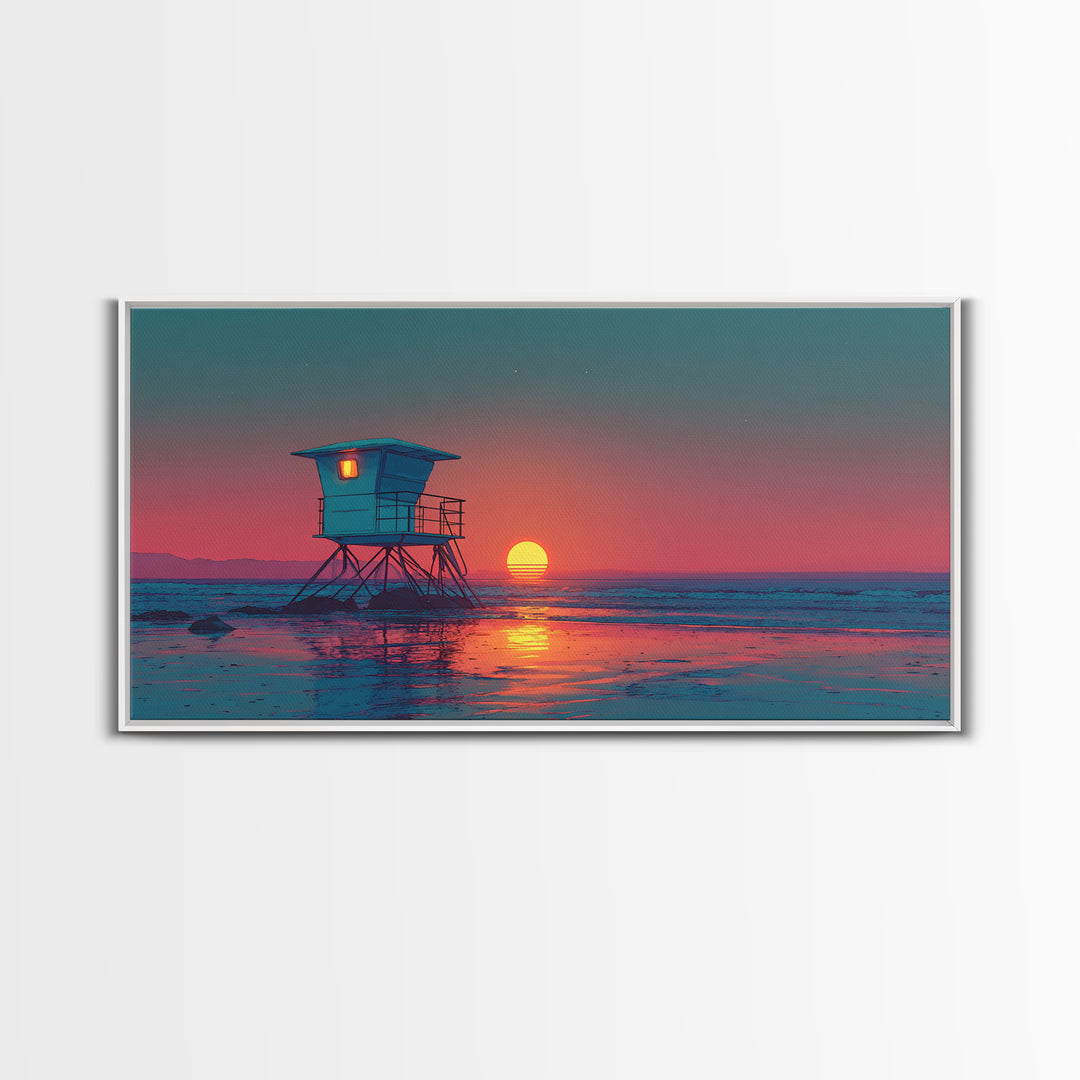 Serene Cool Blue Tropical Ocean With Calm Waters And Palm Trees Framed Canvas Print Coastal Wall Art Perfect For Living Room And Bedroom
