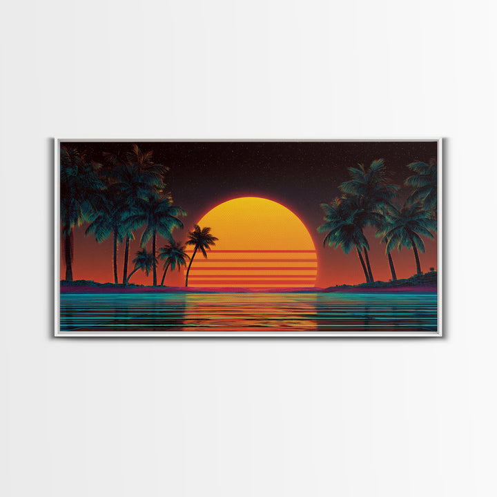 Beautiful Golden Sunset Over Ocean Calm Waves Large Wall Art Modern Coastal Canvas Print For Living Room And Bedroom Beach Decor