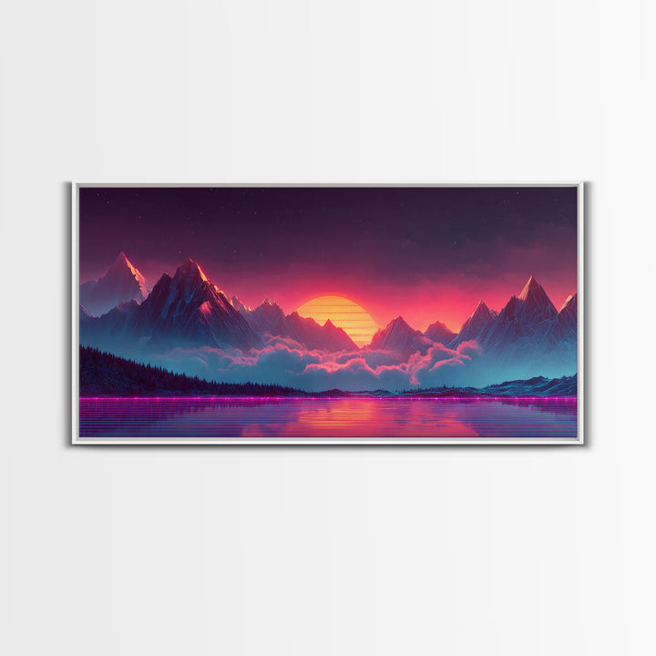 Western Wagon Train Crossing Desert Canyon Landscape Oil Painting Large Wall Art For Rustic Home Decor Framed Canvas Print