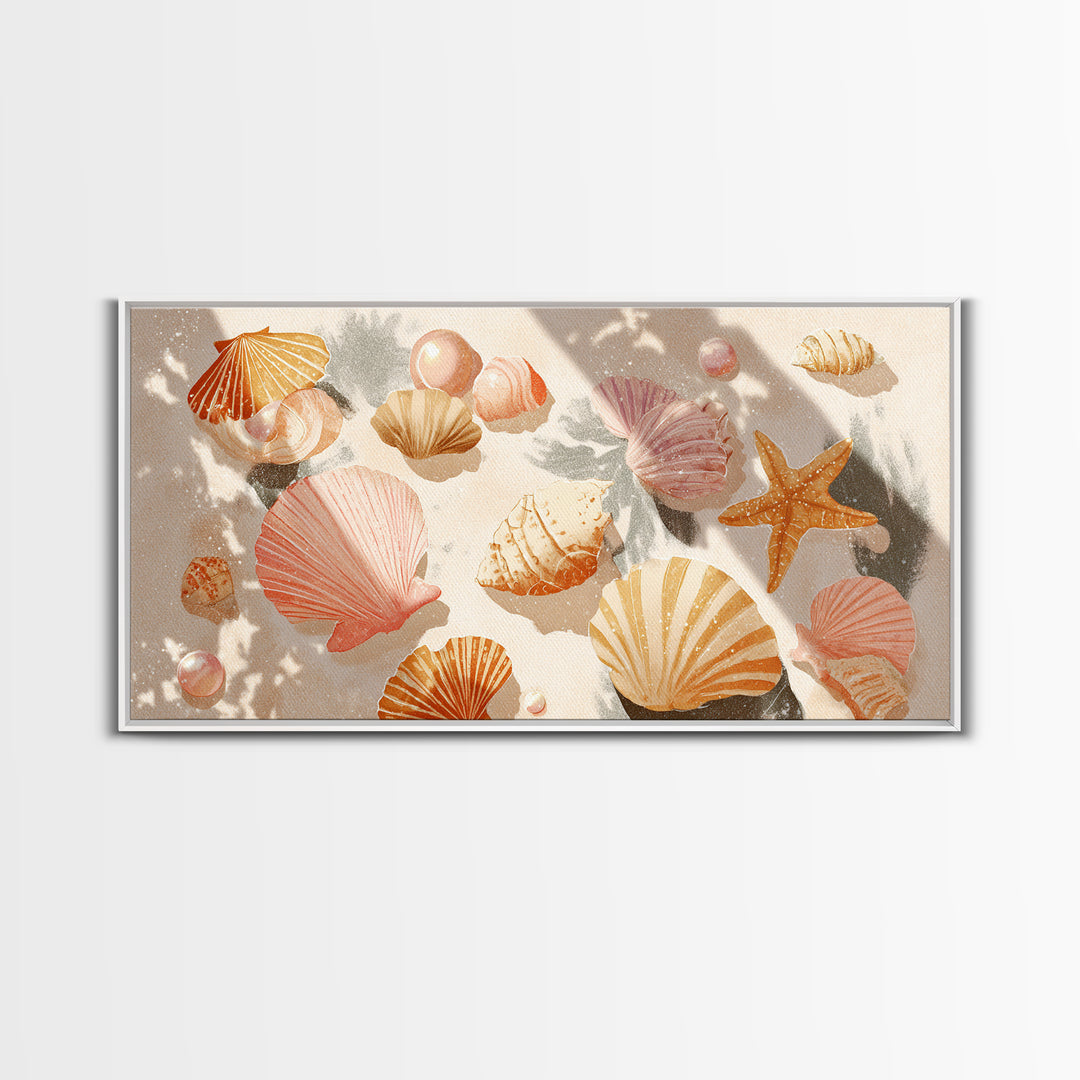 Pink Seashell Coastal Wall Art, Beach House Decor, Nautical Wall Art, Ocean Wall Decor, Coastal Bathroom Decor, Canvas Print