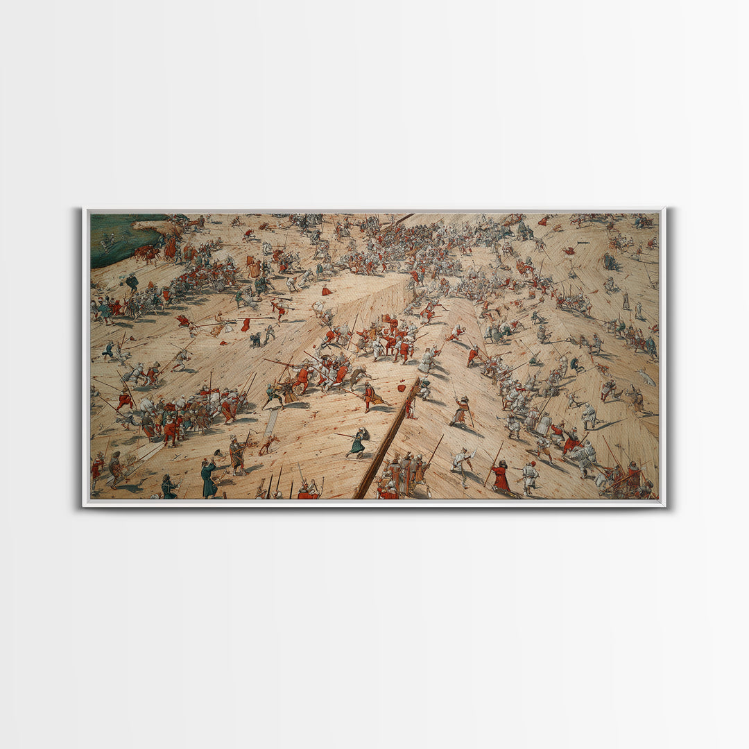 Medieval Battlefield Panorama Wall Art, Historic Army Battle Print, Detailed War Map Decor, Large Office Canvas Artwork, Gift For Him