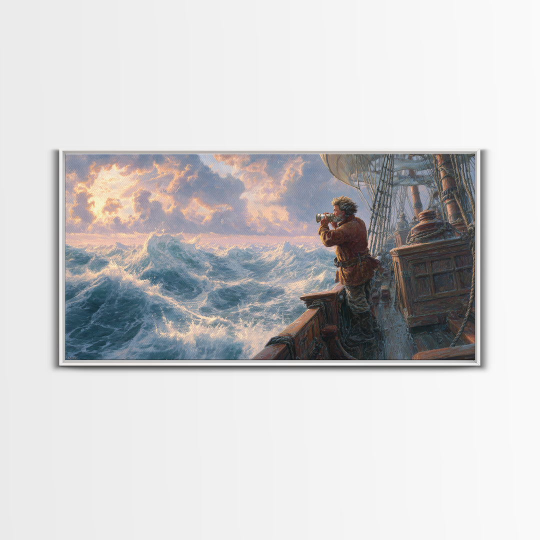 Stormy Ocean Ship Photographer Wall Art, Nautical Seascape Canvas Print, Maritime Decor, Coastal Gift For Him, Large Ocean Wall Decor