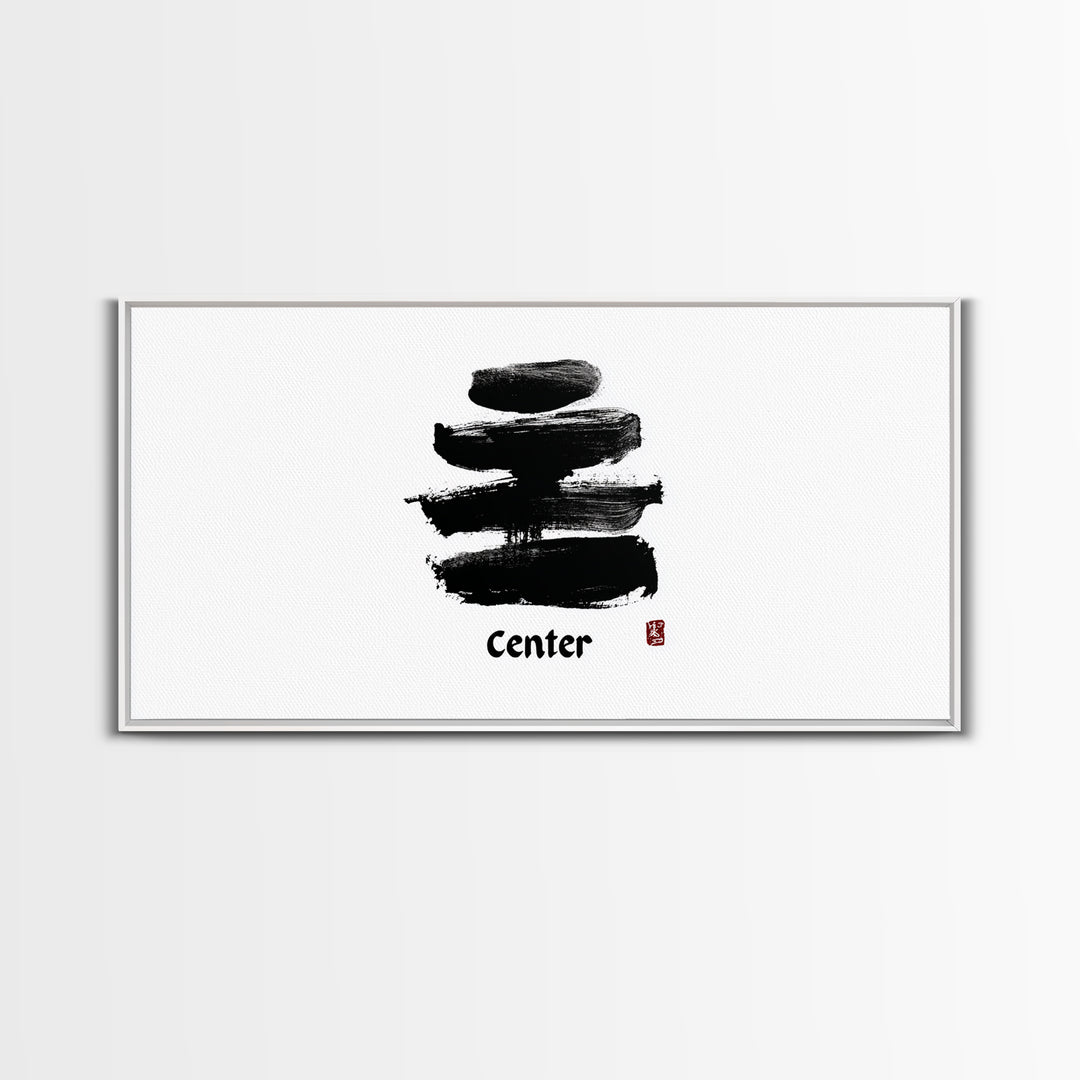 Zen Bamboo Brush Painting Minimalist Wall Art Black And White Ink Illustration Canvas Print Home Decor For Living Room And Office