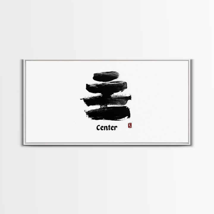 Zen Bamboo Brush Painting Minimalist Wall Art Black And White Ink Illustration Canvas Print Home Decor For Living Room And Office