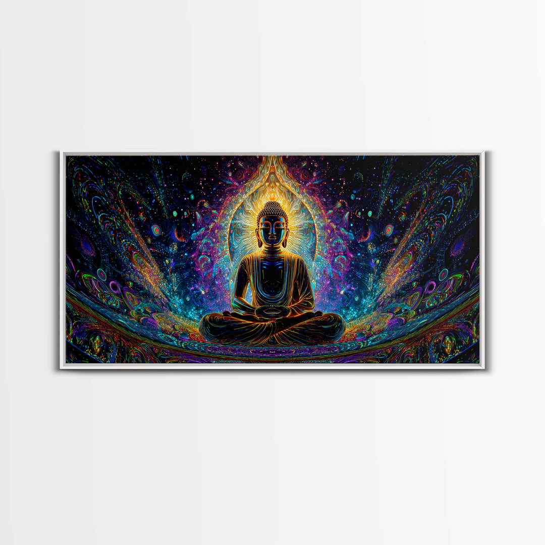 Vibrant Psychedelic Buddha Meditation Canvas Print Spiritual Wall Art Home Decor For Living Room And Yoga Space