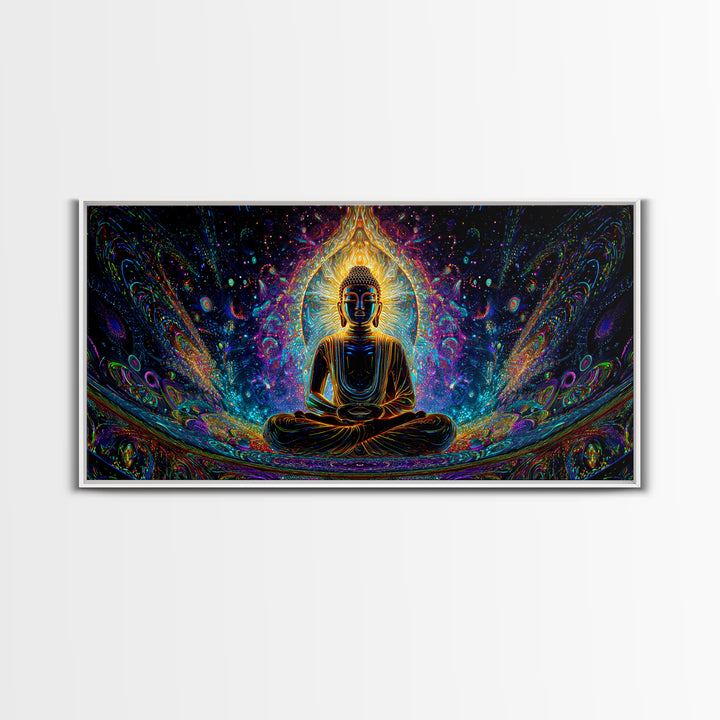 Vibrant Psychedelic Buddha Meditation Canvas Print Spiritual Wall Art Home Decor For Living Room And Yoga Space