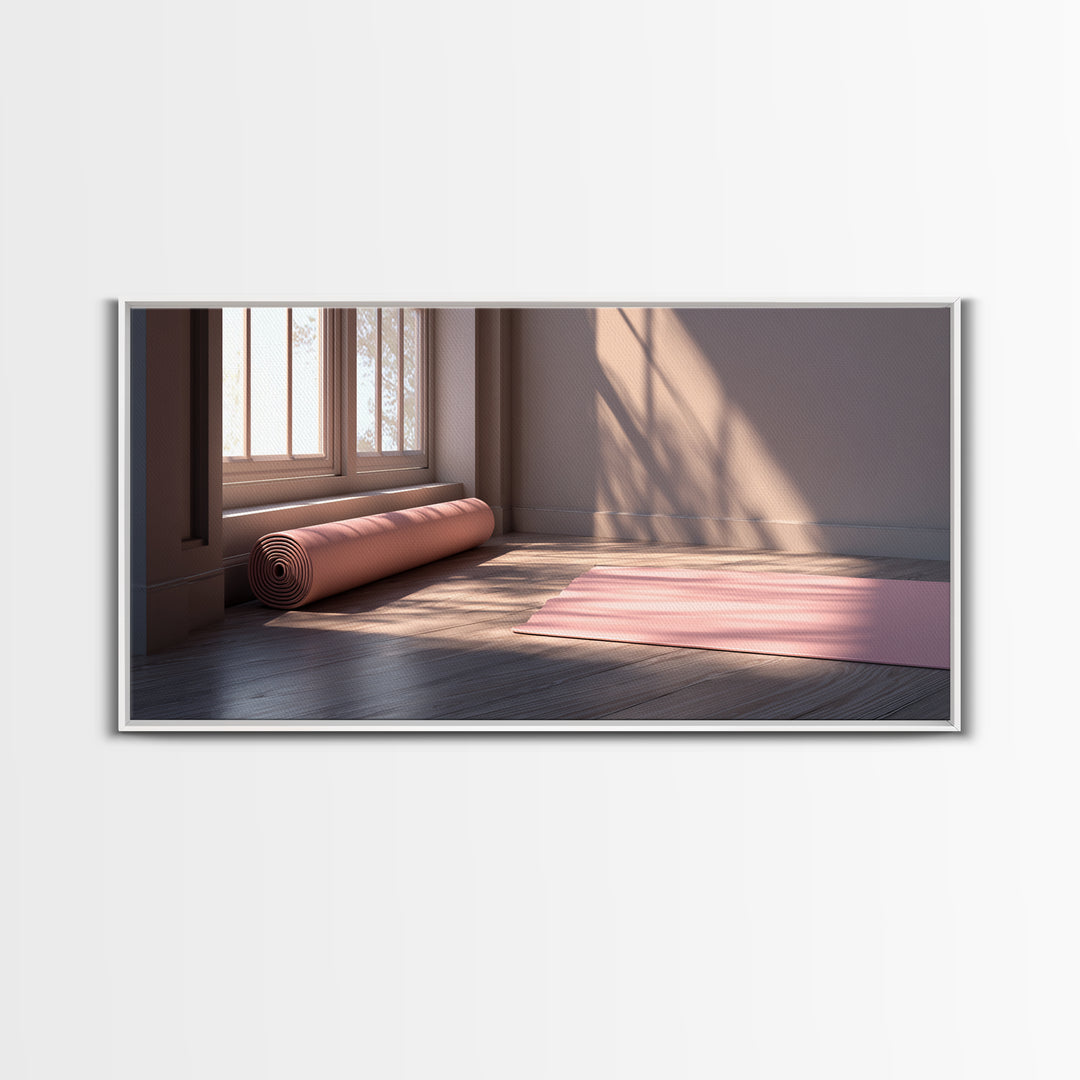 Mystical Digital Landscape With Abstract Mountains And Pyramid Under Glowing Sunset Wall Art For Modern Home Decor Canvas Print