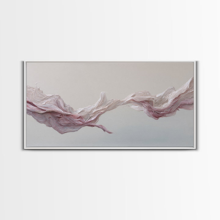 Elegant Abstract Flowing Pink And Beige Textured Acrylic Painting Canvas Print Perfect Modern Wall Art For Home Decor And Office