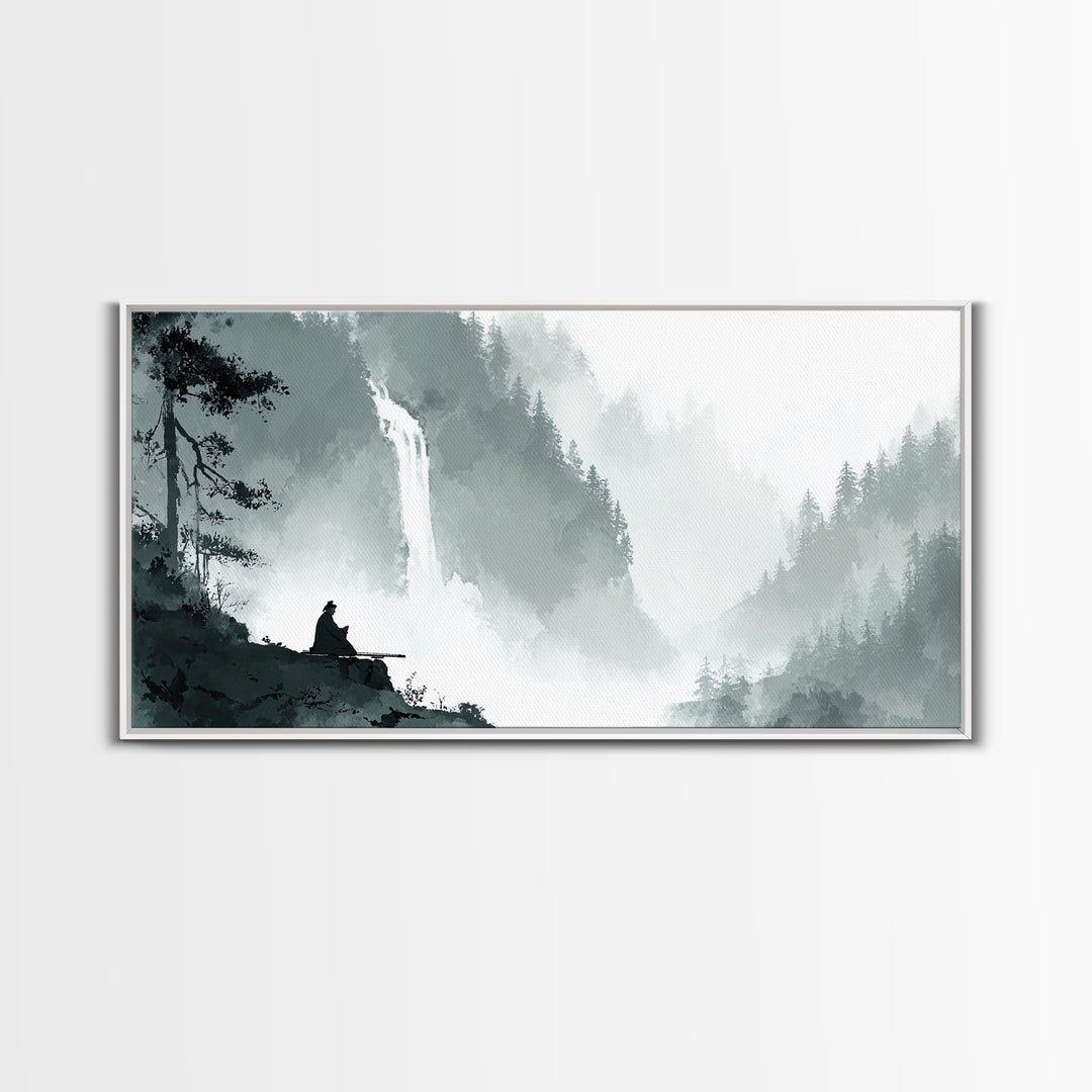 Peaceful Lakeside Township At Sunset With Glowing Lights Canvas Print Relaxing Wall Art For Bedroom Living Room Decor