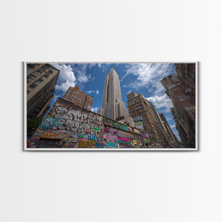 New York Graffiti Alley And Chrysler Building Wall Art, Urban Cityscape Print, NYC Travel Poster, Modern Office Decor For Loft