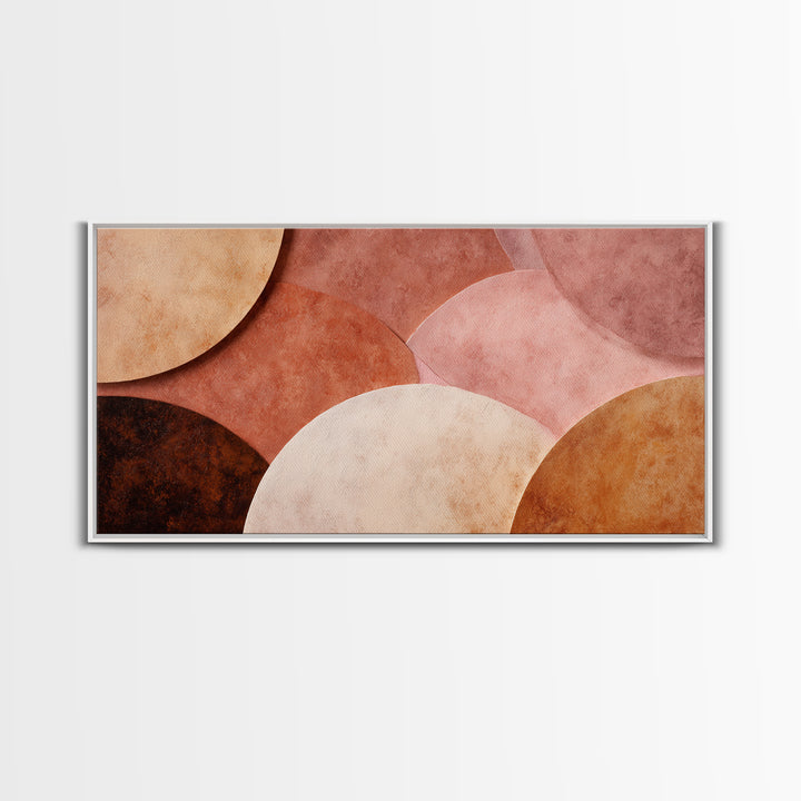 Textured Terracotta Circle Abstract Canvas Print, Earth Tone Wall Art, Modern Organic Decor, Large Neutral Wall Art For Living Room