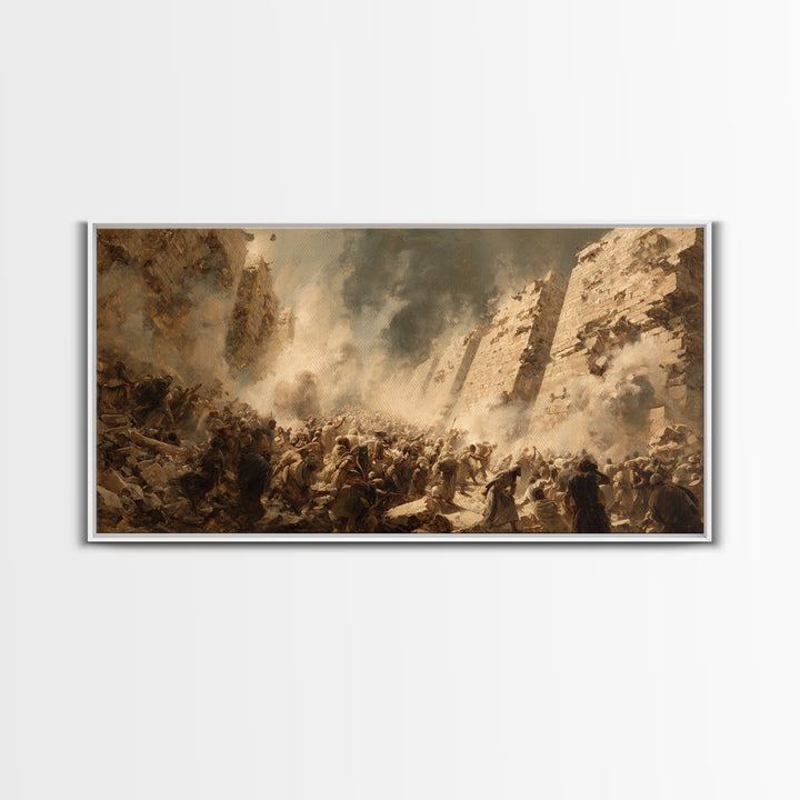 Ancient Siege Battle In Dust Wall Art, Historical War Canvas Print, Dramatic Figurative Art, Dark Academia Home Decor Gift