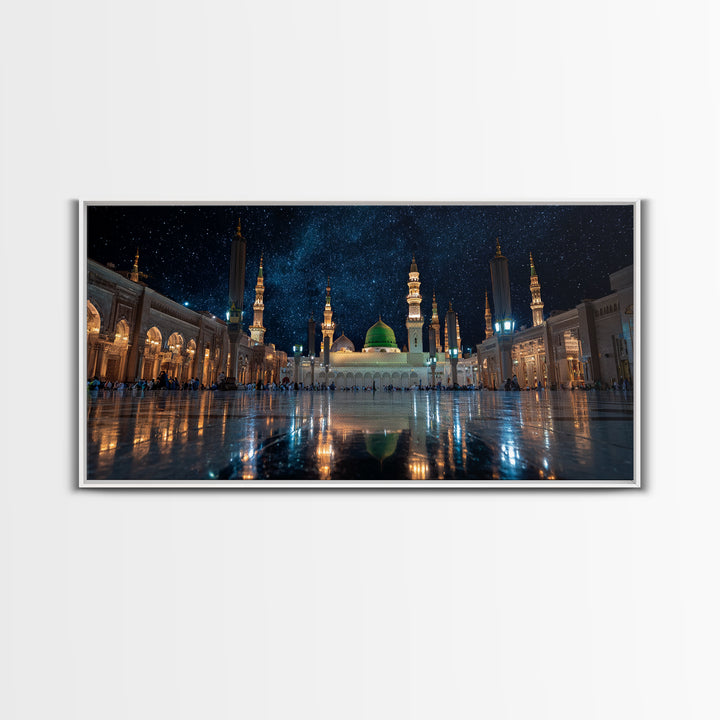 Starry Medina Mosque Courtyard Wall Art, Islamic Home Decor, Arabic Architecture Print, Quran Wall Decor, Spiritual Gift