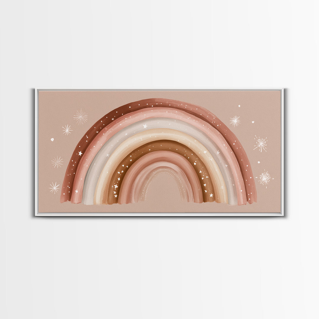 Boho Rainbow Nursery Wall Art, Earth Tone Canvas Print, Neutral Kids Room Decor, Above Crib Decor, Baby Shower Girl Gift