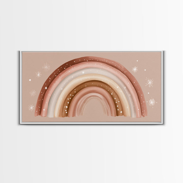 Boho Rainbow Nursery Wall Art, Earth Tone Canvas Print, Neutral Kids Room Decor, Above Crib Decor, Baby Shower Girl Gift