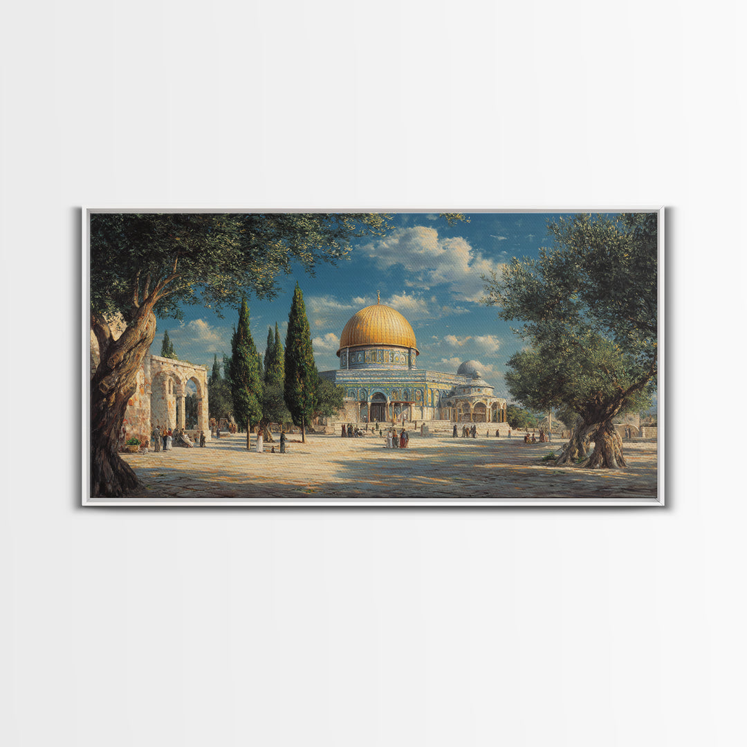Jerusalem Dome Of The Rock Wall Art, Islamic Architecture Canvas Print, Olive Tree Travel Decor, Middle Eastern Art Print