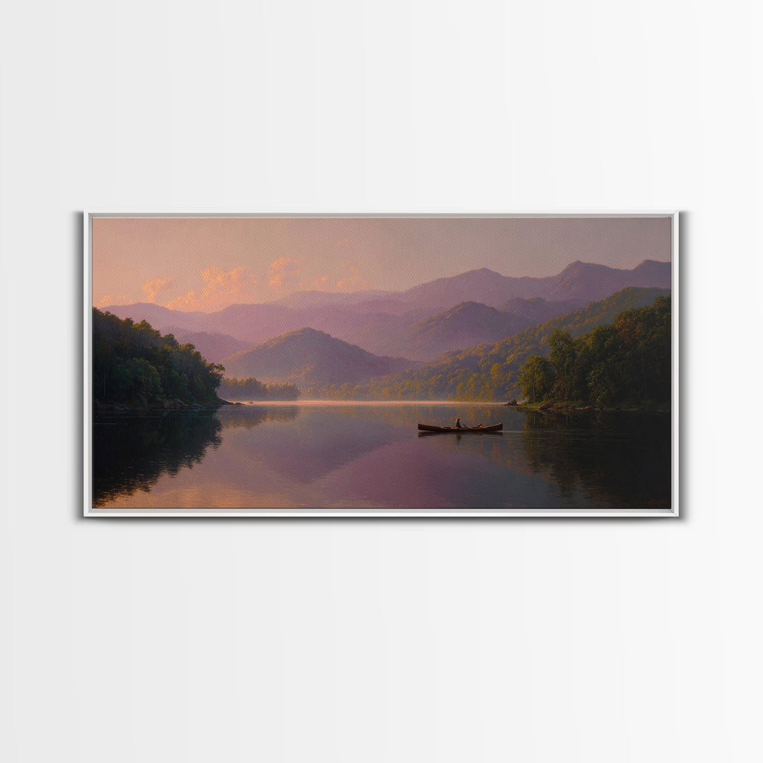Smoky Mountain Lake At Sunset Canvas Print, Serene Landscape Wall Art, Cabin Decor, Rustic Home Decor, Housewarming Gift