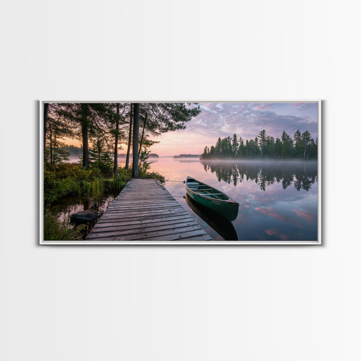 Tranquil Sunset Dock View With Lantern Framed Canvas Print Wall Art Coastal Home Decor Bedroom Wall Art