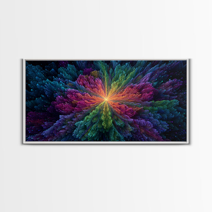 Vibrant Abstract Cosmic Night Sky With Stars And A Central Black Hole Explosion Colorful Wall Art Canvas Print For Home Office Or Living Room
