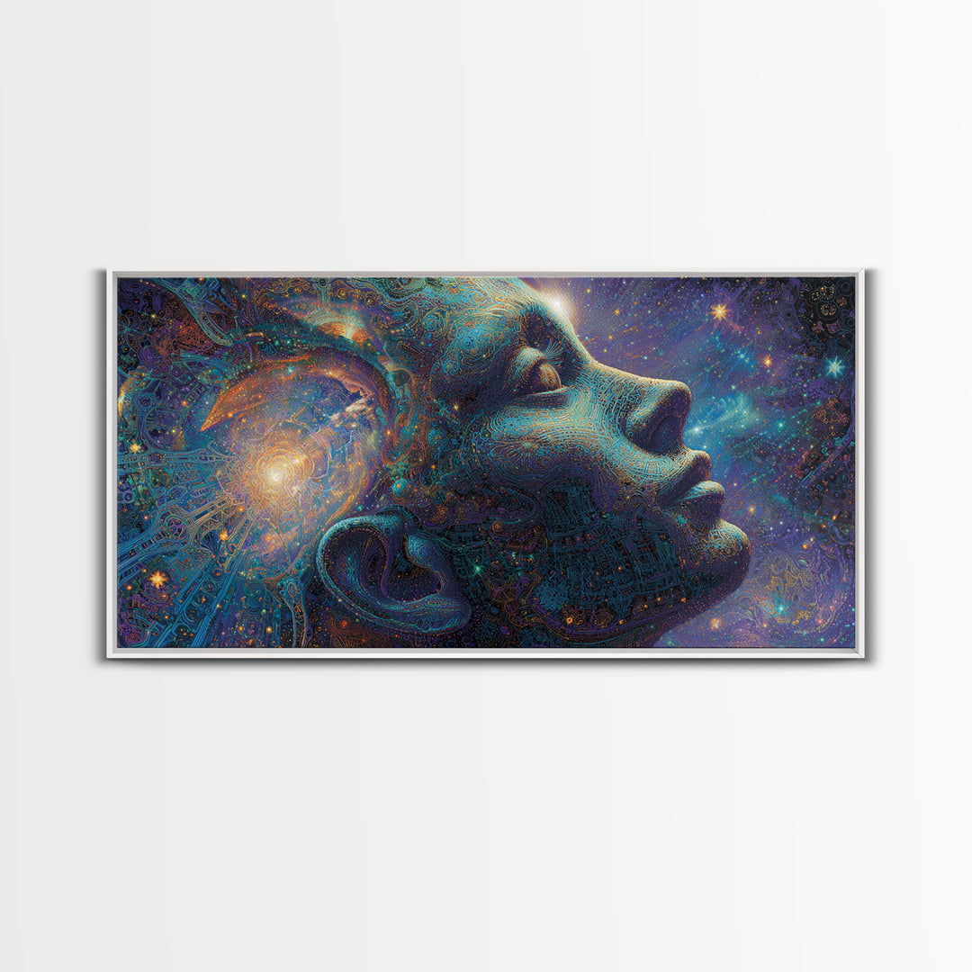 Retro Futuristic Neon Sunset Over Ocean Large Wall Art Canvas Print Vibrant Coastal Home Decor