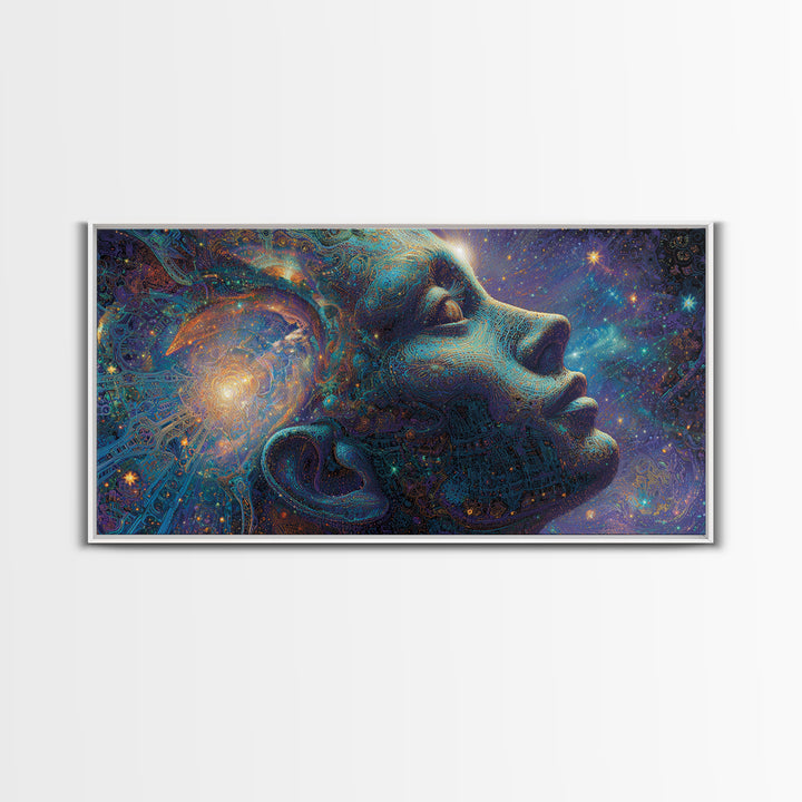 Retro Futuristic Neon Sunset Over Ocean Large Wall Art Canvas Print Vibrant Coastal Home Decor