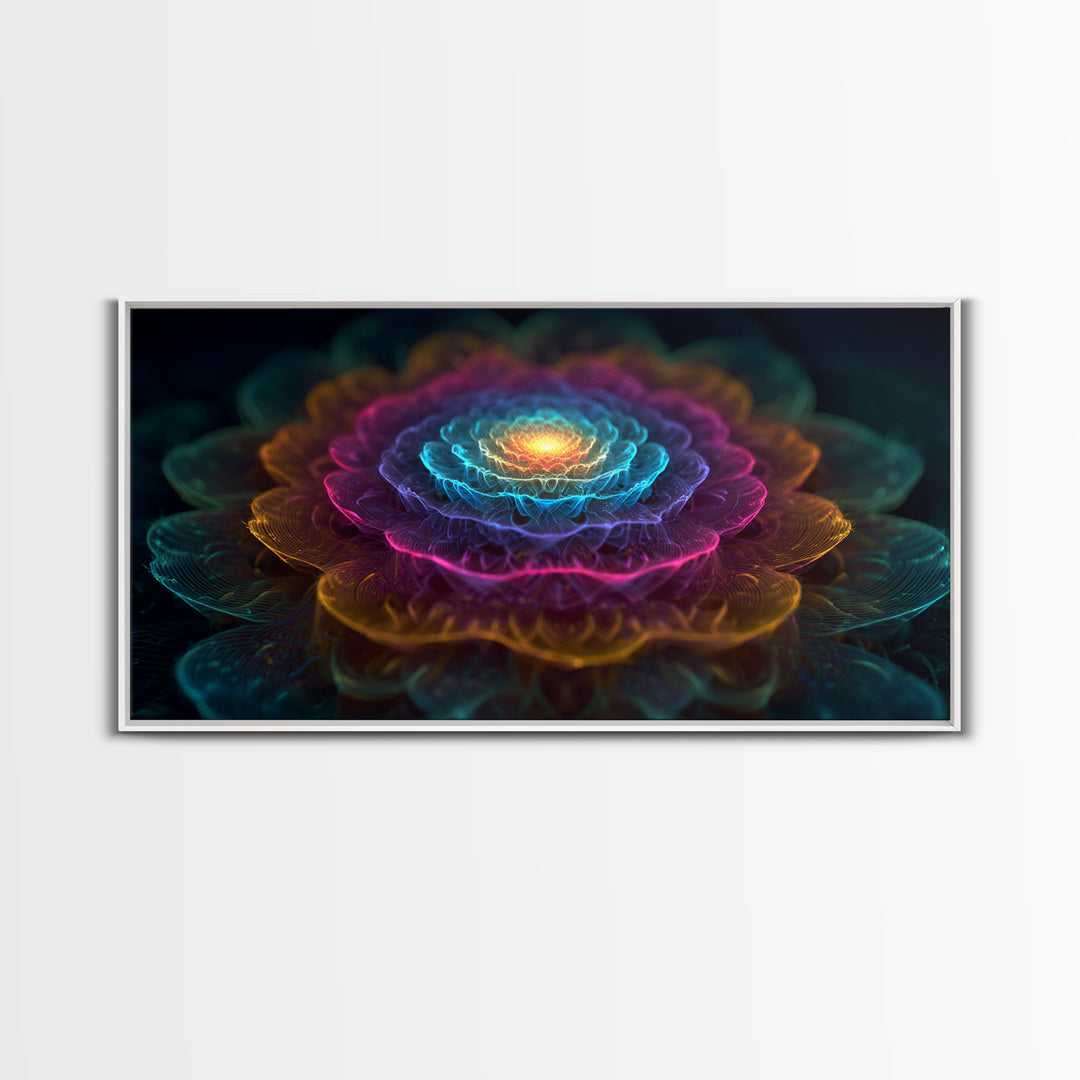 Colorful Fractal Flower Digital Art Canvas Print Vibrant Modern Wall Art For Living Room