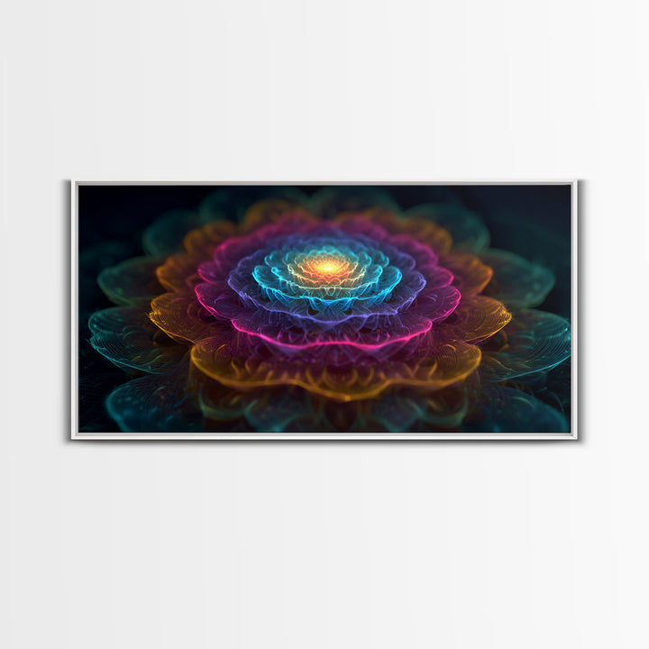Colorful Fractal Flower Digital Art Canvas Print Vibrant Modern Wall Art For Living Room