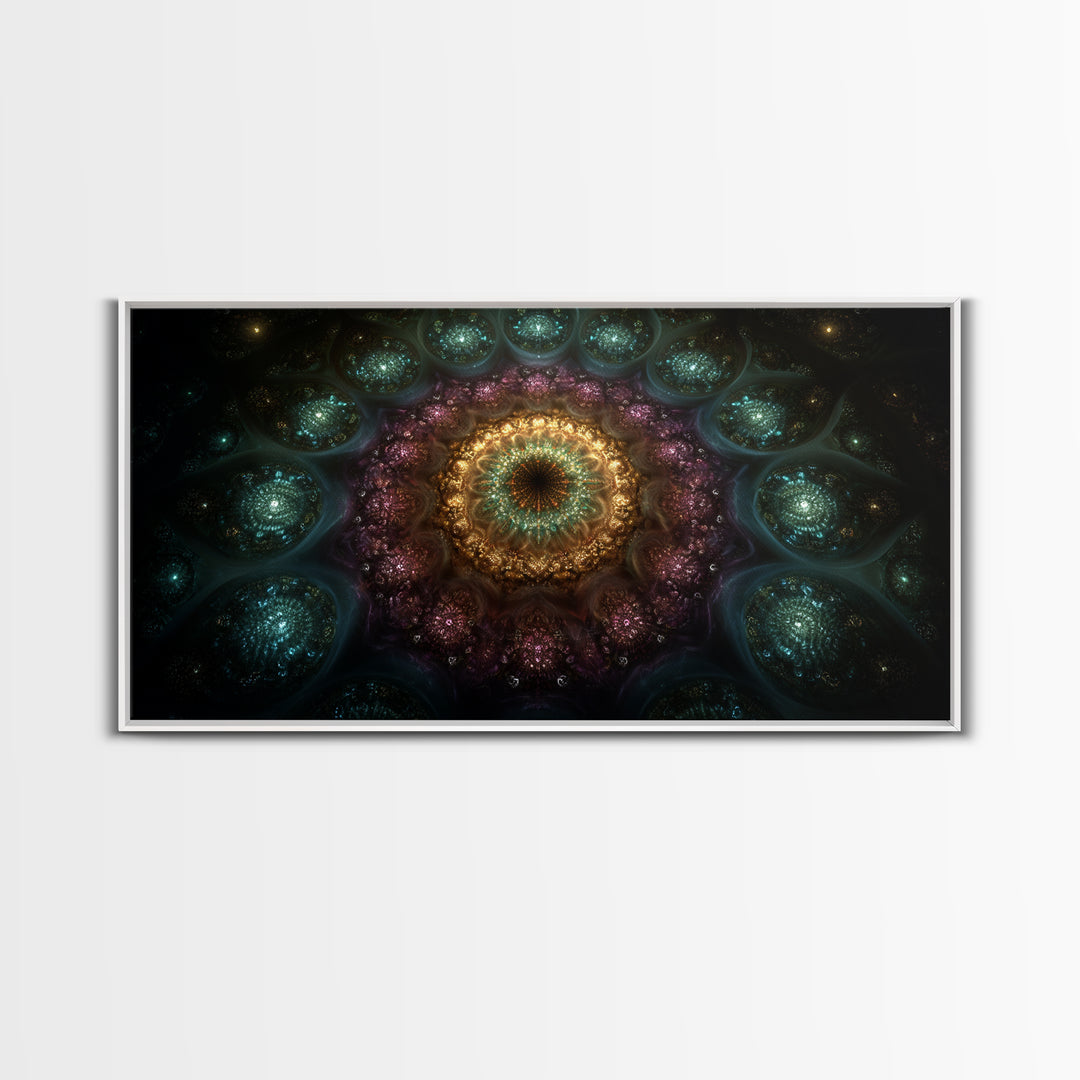 Magical Kaleidoscope Mandala Inspired Abstract Fractal Design Wall Art Modern Wall Decor Canvas Print Gift