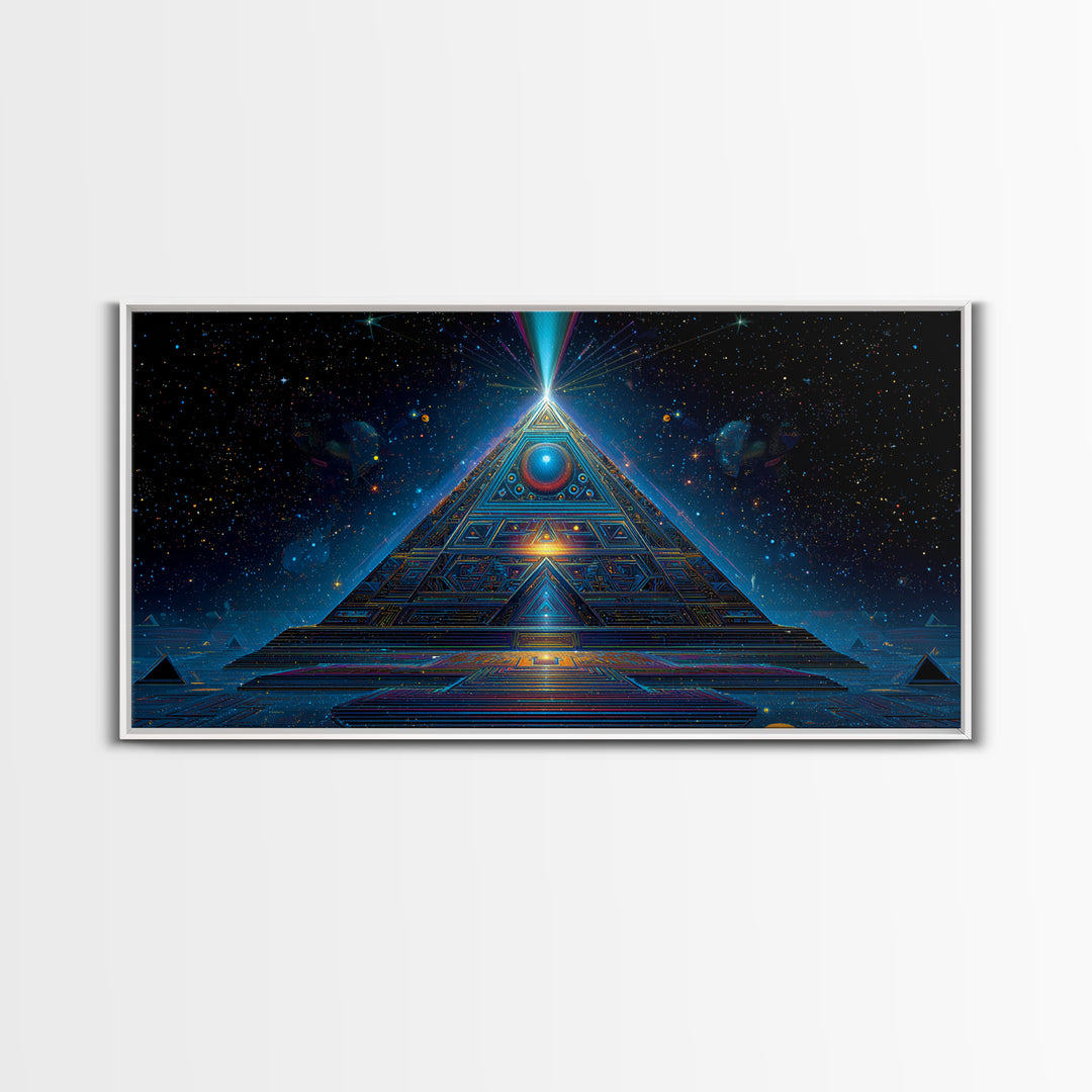 Mystical Futuristic Pyramid Digital Art Print Canvas Print Wall Art Modern Sci Fi Decor Inspirational Artwork