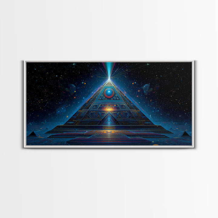 Mystical Futuristic Pyramid Digital Art Print Canvas Print Wall Art Modern Sci Fi Decor Inspirational Artwork
